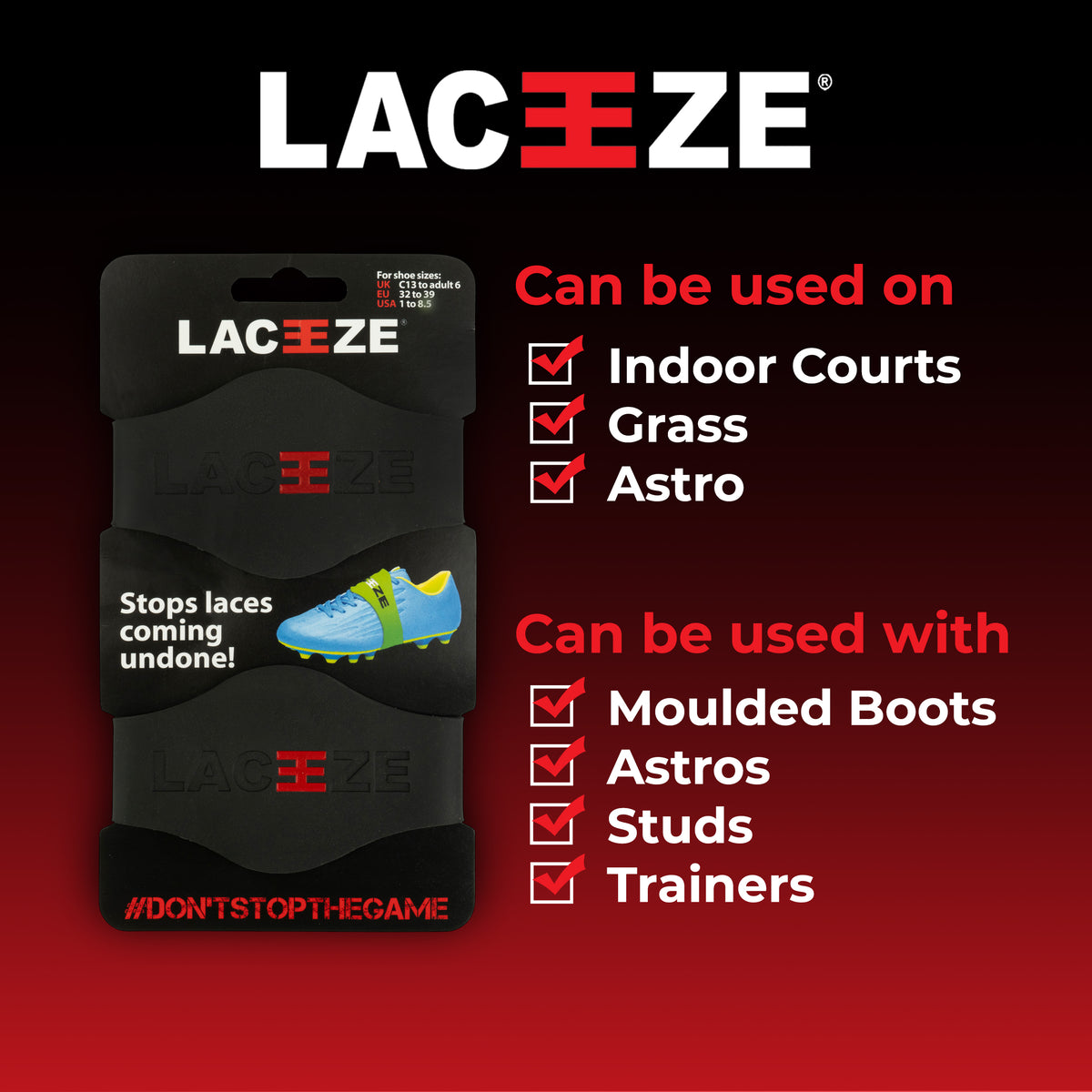 Laceeze bands stop shoelaces coming undone during sport