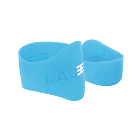 A pair of blue Laceeze Original Bands designed to secure shoelaces on footwear.
