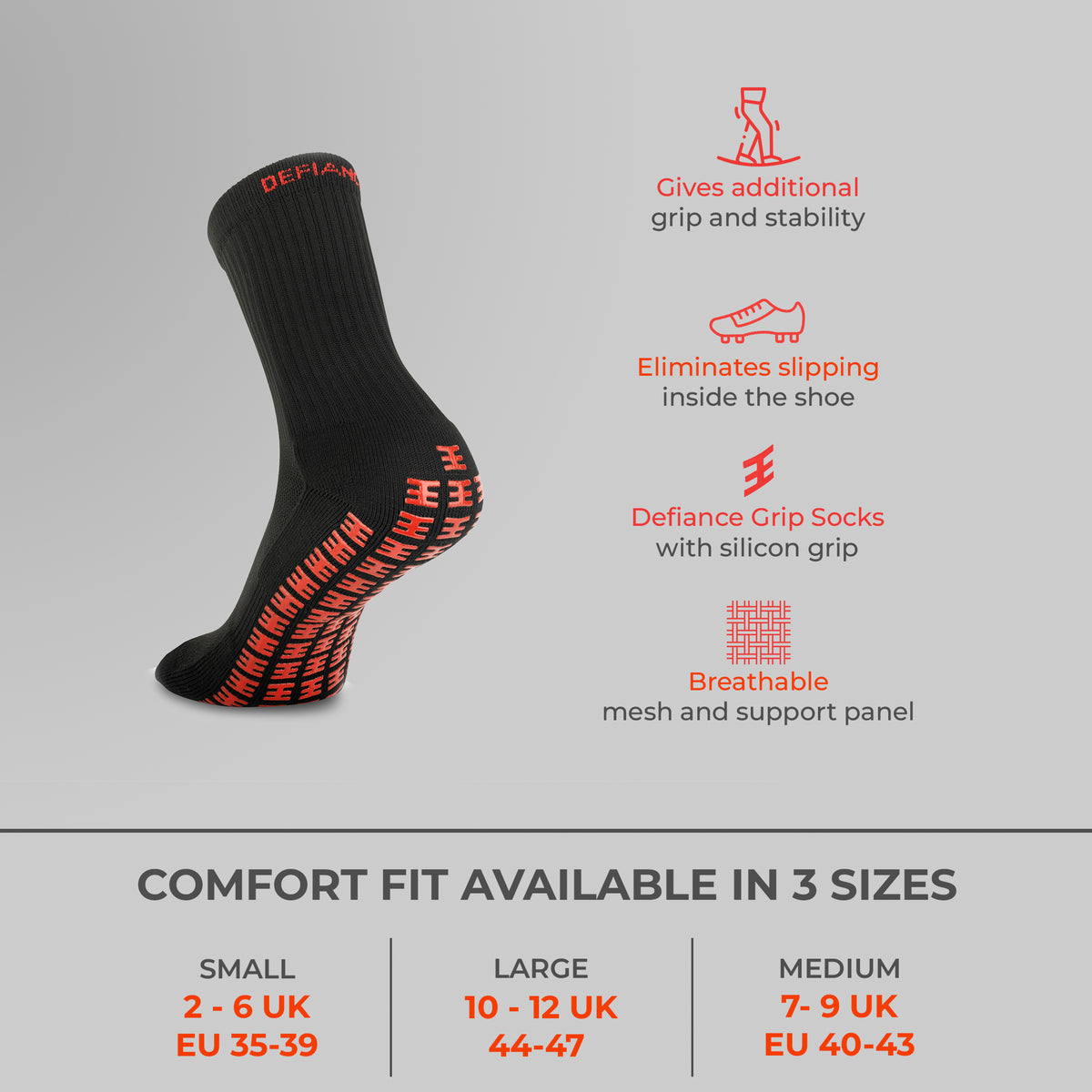 Defiance cushioned grip socks for all-round sports performance