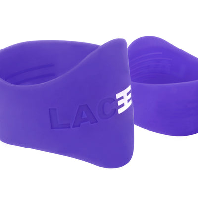 Laceeze Original silicon bands keep kids’ football laces tied. Pair in violet 