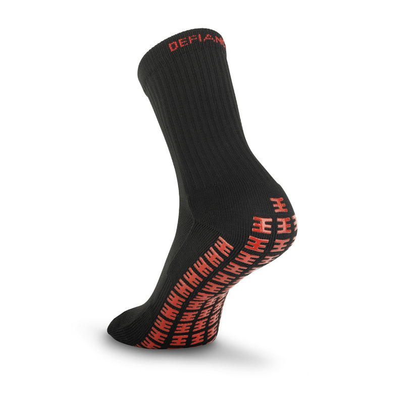 Plain Black Grip Mid Leg Socks
