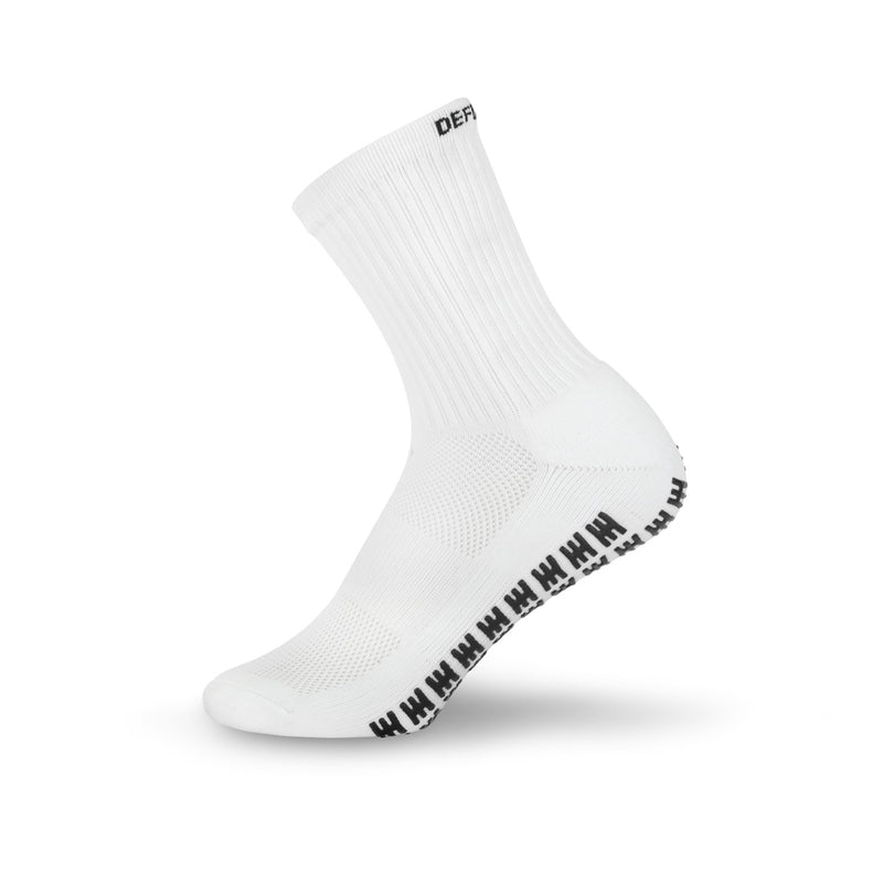 Defiance Grip Socks White - mid calf length – Laceeze