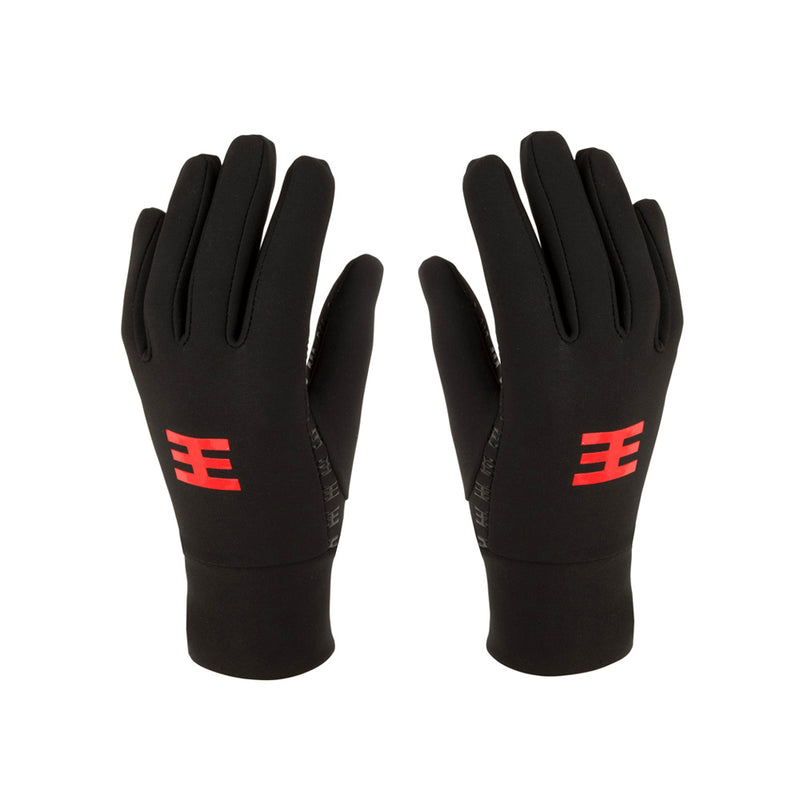 Black Defiance outfield gloves, with red defiance logo on front 
